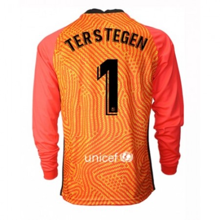 Billiga Fotbollströjor FC Barcelona Ter Stegen 1 Målvakt tröja 2020/21 M003 Långärmad